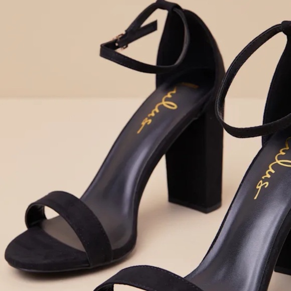 Taylor Black Suede Ankle Strap Heels - Picture 4 of 5